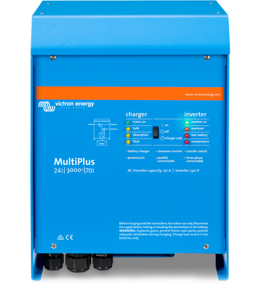 Multiplus 24V 3000VA 230V 50Hz carg.
  70A, conmut. 16A