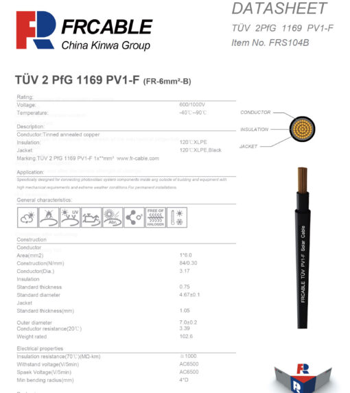 Cable Solar Fotovoltaico 6mm² 1000-1500V
  50-70Amp - Venta por metro. - Imagen 2