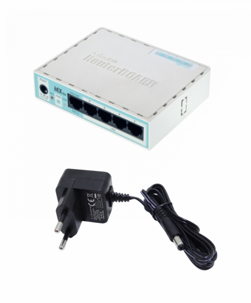 Mikrotik router HEX-LITE 5-100 L4 850MHz 64mb Caja-Plastica inc-Fuente-Poder RB750r2 - Imagen 2
