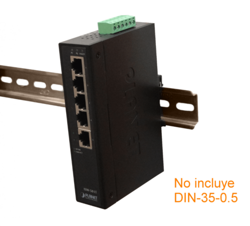 PLANET ISW-501T 5-100 Switch Industrial no-Admin Riel-DIN 12-48VDC 24VAC Dual - Imagen 4