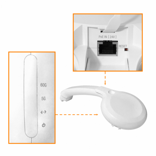 UBIQUITI GBE-LR 60GHz 5GHz 38/11dBi 57-66GHz 1-1000 airMAX 1Gbps 2km inc24V - Imagen 3