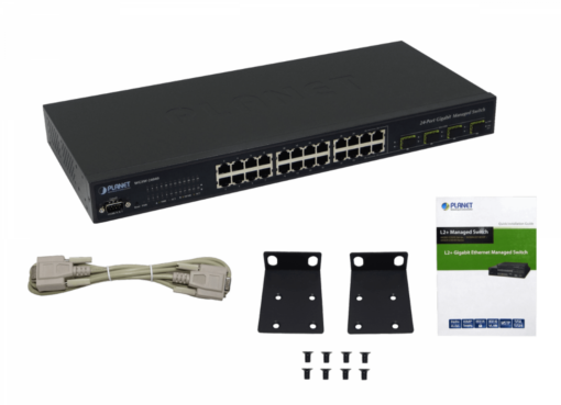 PLANET 24-1000 4-SFP RS232-DB9 L2+/L3 Switch Admin Rack 28-puertos