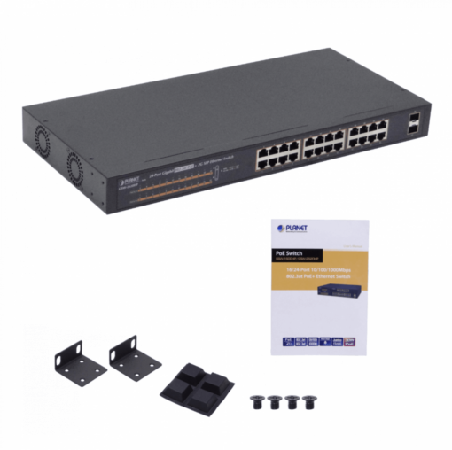 PLANET GSW-2620HP 24-1000-PoE48+af/at 220W-total 2-SFP Switch no-Admin Rack - Imagen 4