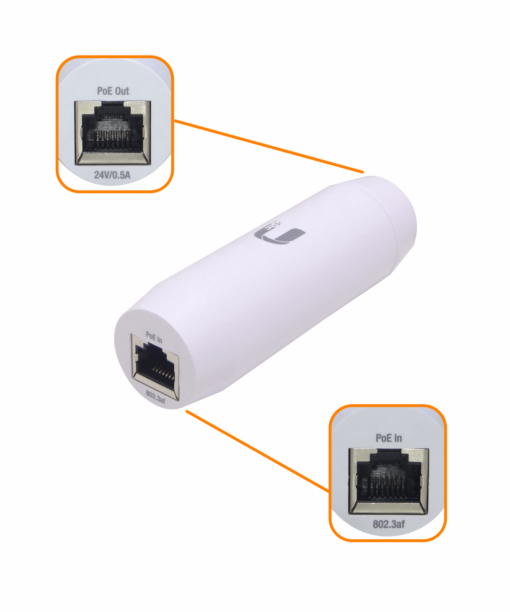 UBIQUITI INS-3AF-I-G -Gigabit Interior 802.3af 48V-in 24V-out Conversor-PoE s/Cable - Imagen 4