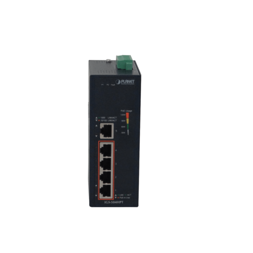 PLANET Switch 4-1000-PoE+ 1-1000 120W-tot Riel-DIN Industrial 5p 50mm